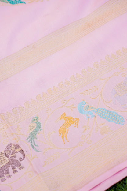 Handloom Banarasi Katan Silk Shikargah Saree - Khinkhwab