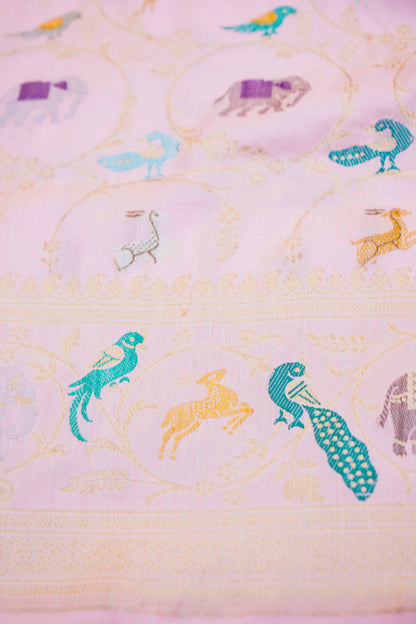 Handloom Banarasi Katan Silk Shikargah Saree - Khinkhwab