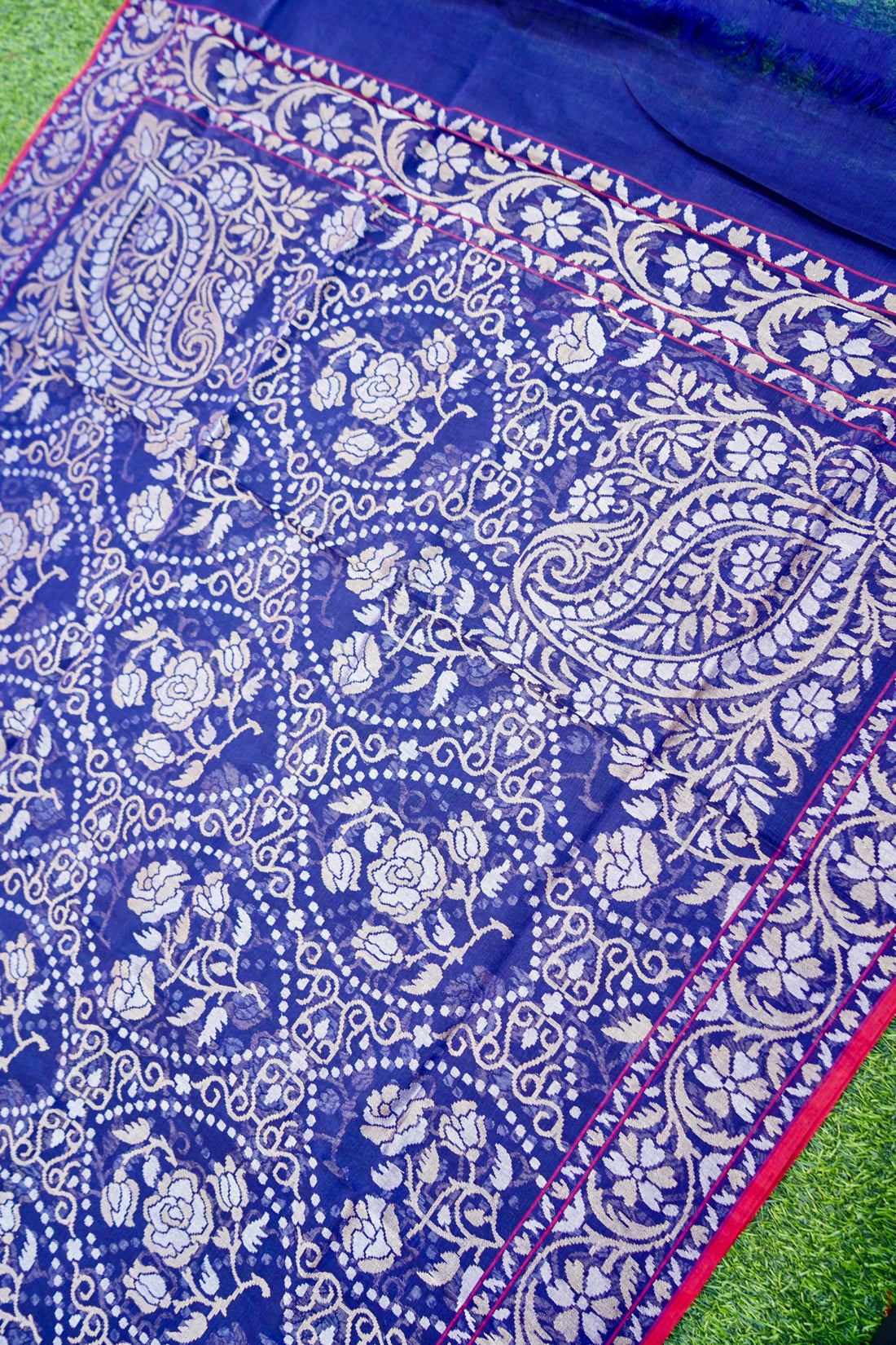 Pure Cotton Real Silver Zari Handloom Banarasi Dupatta - Khinkhwab