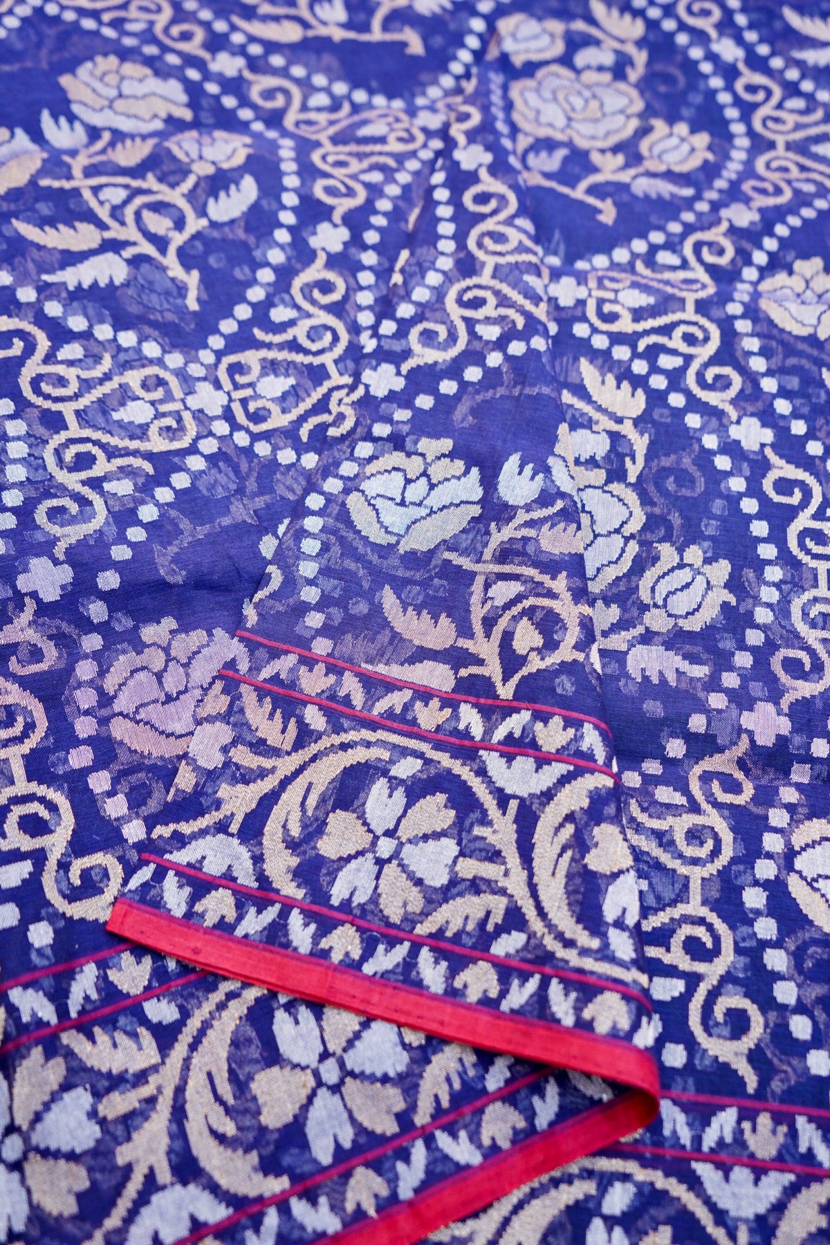 Pure Cotton Real Silver Zari Handloom Banarasi Dupatta - Khinkhwab