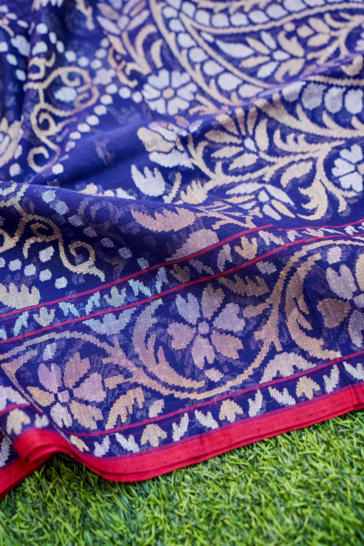 Pure Cotton Real Silver Zari Handloom Banarasi Dupatta - Khinkhwab