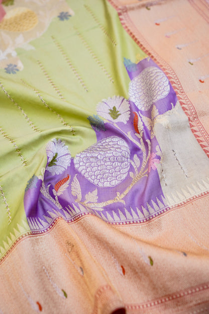Handloom Banarasi Katan Silk Rangkat Dupatta with Githi Technique - Khinkhwab