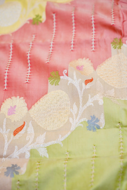 Handloom Banarasi Katan Silk Rangkat Dupatta with Githi Technique - Khinkhwab