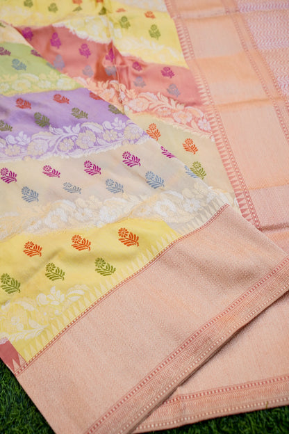 Handloom Banarasi Rangkat Katan Silk Pastel Dupatta - Khinkhwab