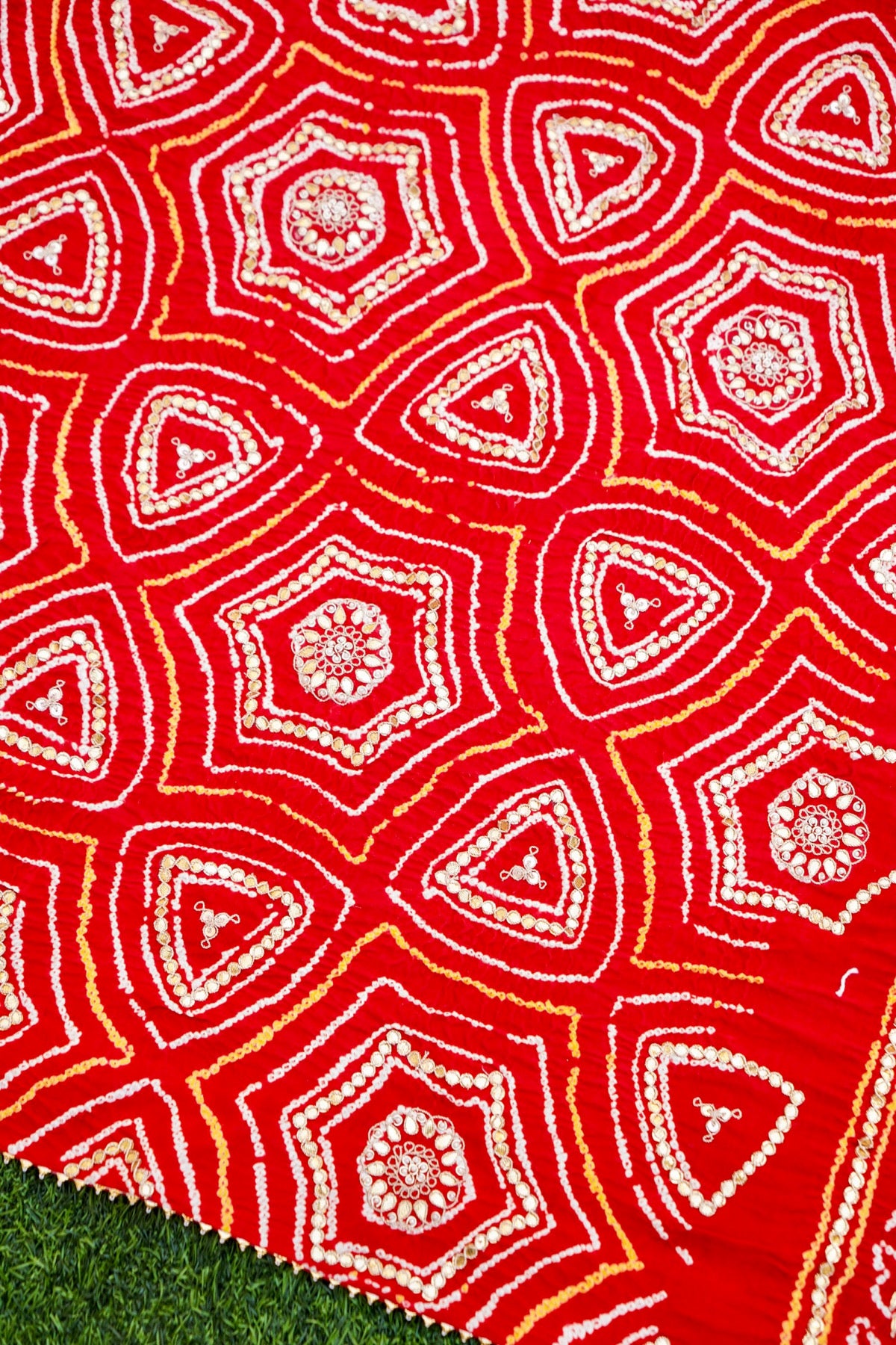 Gajji Silk Bandhani Handcrafted Gotta Patti Work Saree - Khinkhwab