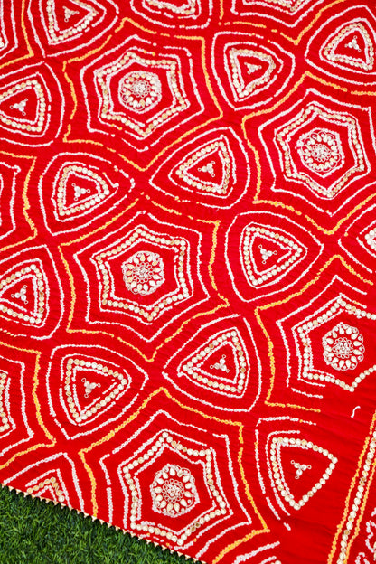 Gajji Silk Bandhani Handcrafted Gotta Patti Work Saree - Khinkhwab