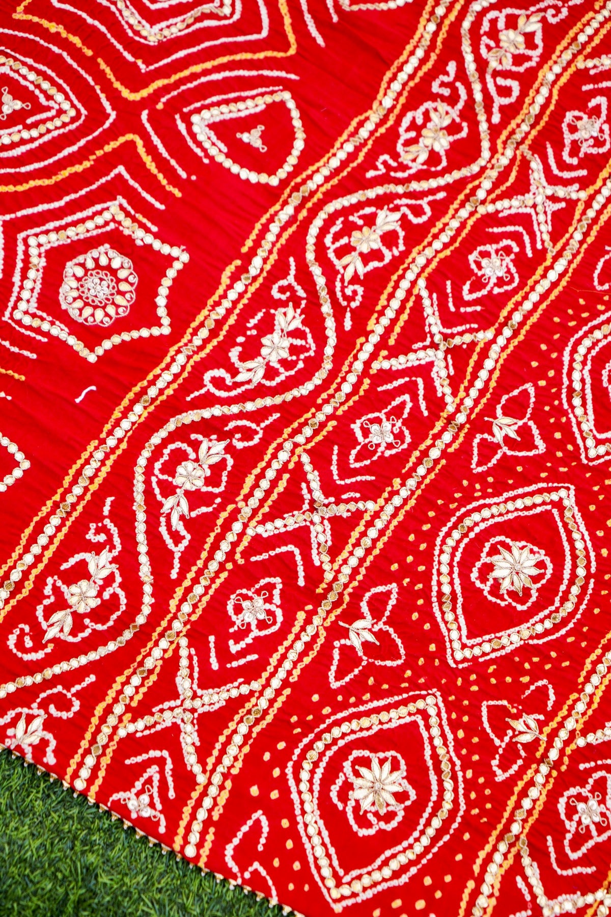 Gajji Silk Bandhani Handcrafted Gotta Patti Work Saree - Khinkhwab