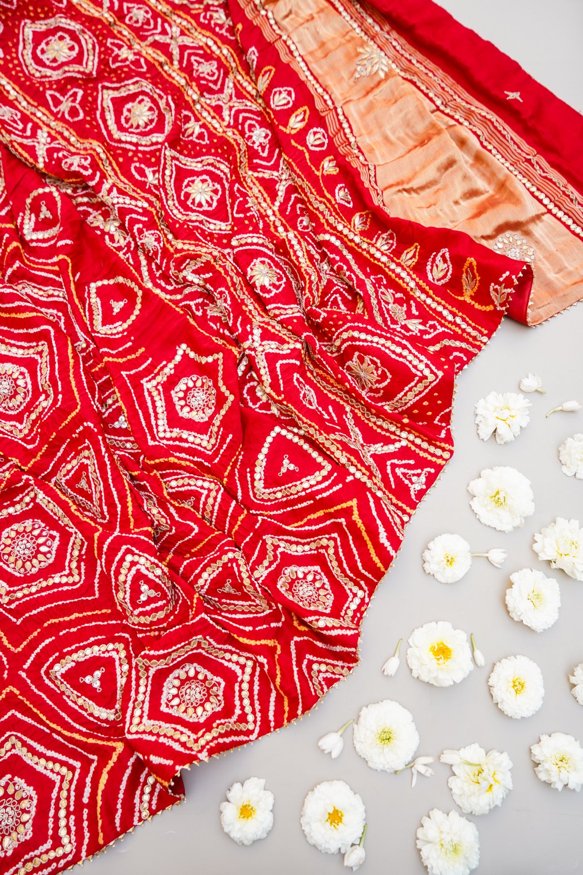 Gajji Silk Bandhani Handcrafted Gotta Patti Work Saree - Khinkhwab