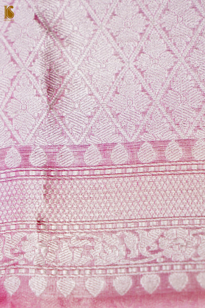 Pure Tissue Silk Alfi Buti Banarasi Saree in Silver Off White