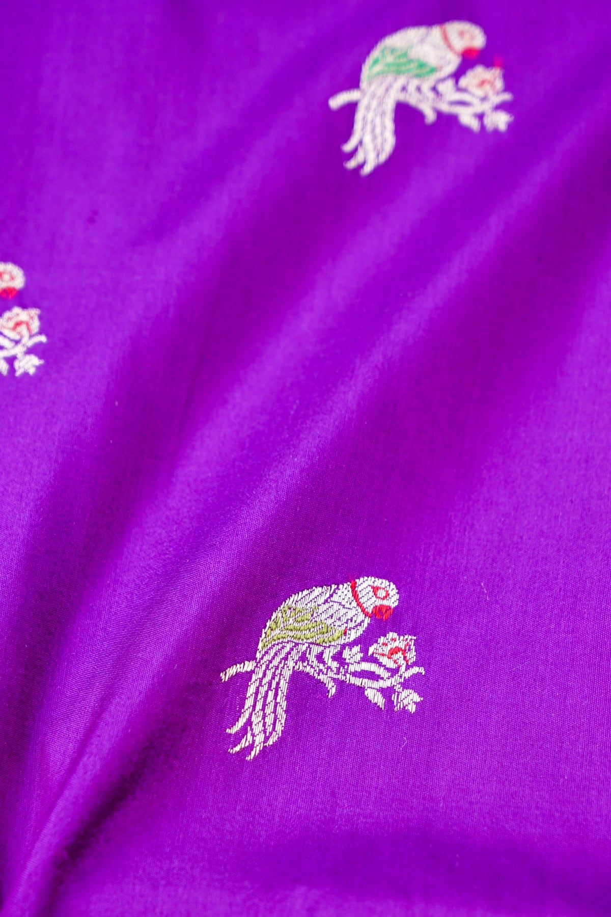 Pure Katan Silk Kadwa Meenakari Muniya Buti Banarasi Saree in Deep Violet