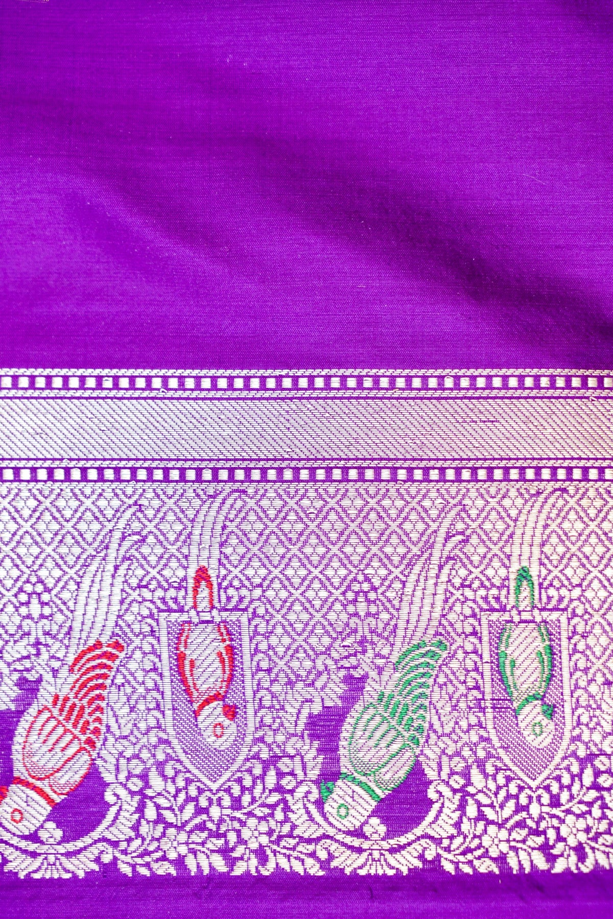 Pure Katan Silk Kadwa Meenakari Muniya Buti Banarasi Saree in Deep Violet