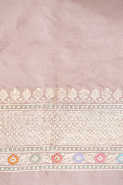 Pure Katan Silk Meenakari Floral Buti Banarasi Saree in Mauve Pink
