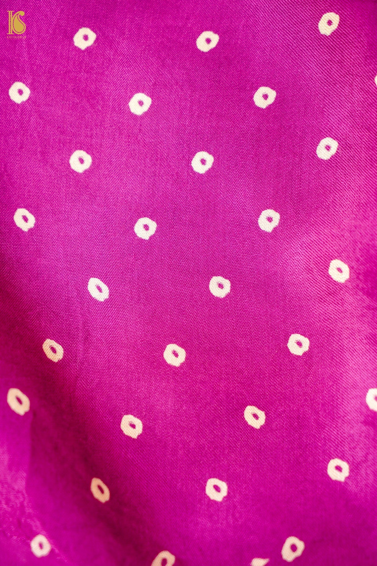 Modal Silk Ajrakh Hand Block Kalgha Saree in Hot Pink