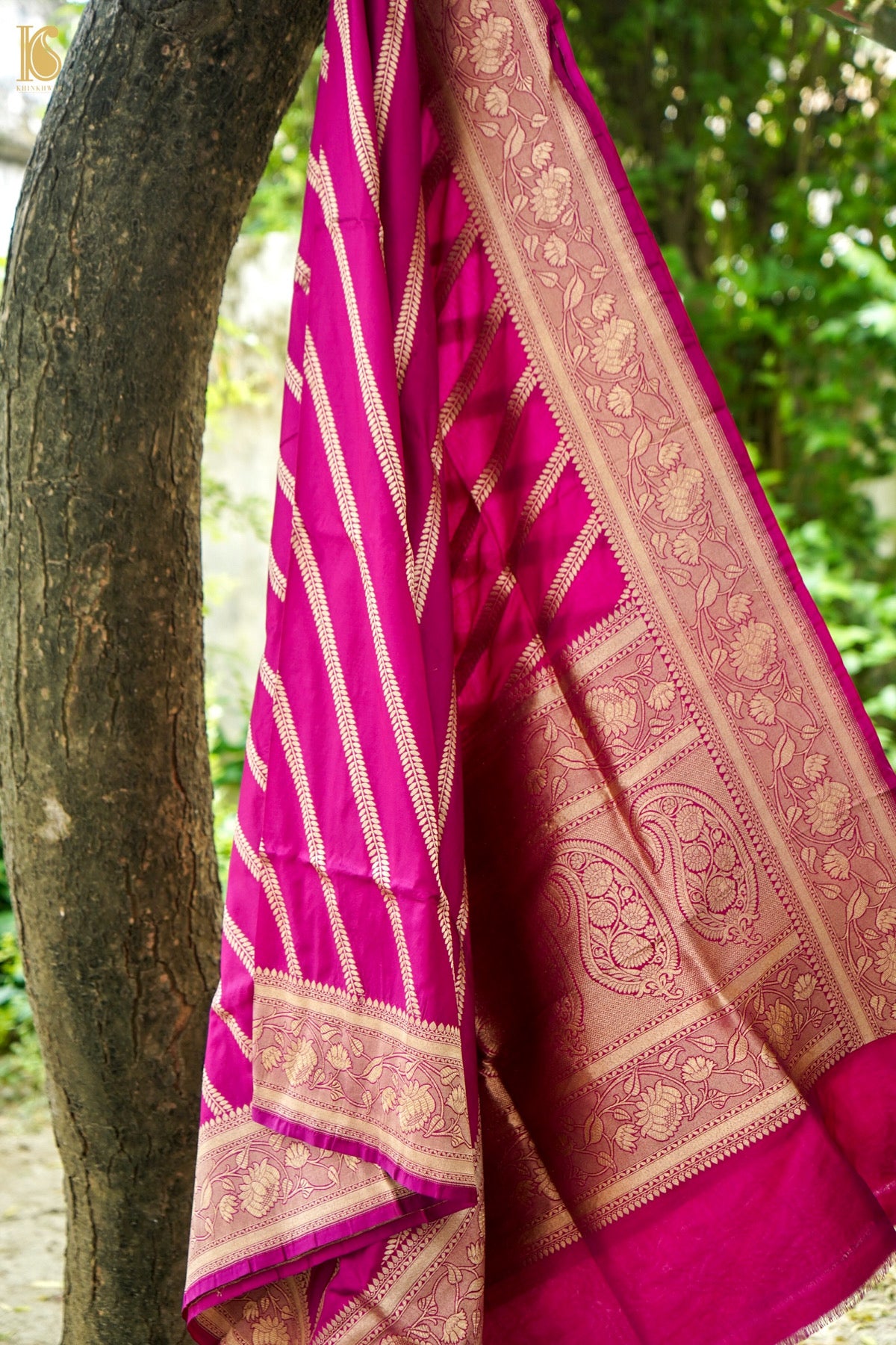 Handwoven Banarasi Katan Silk Dupatta in Magenta