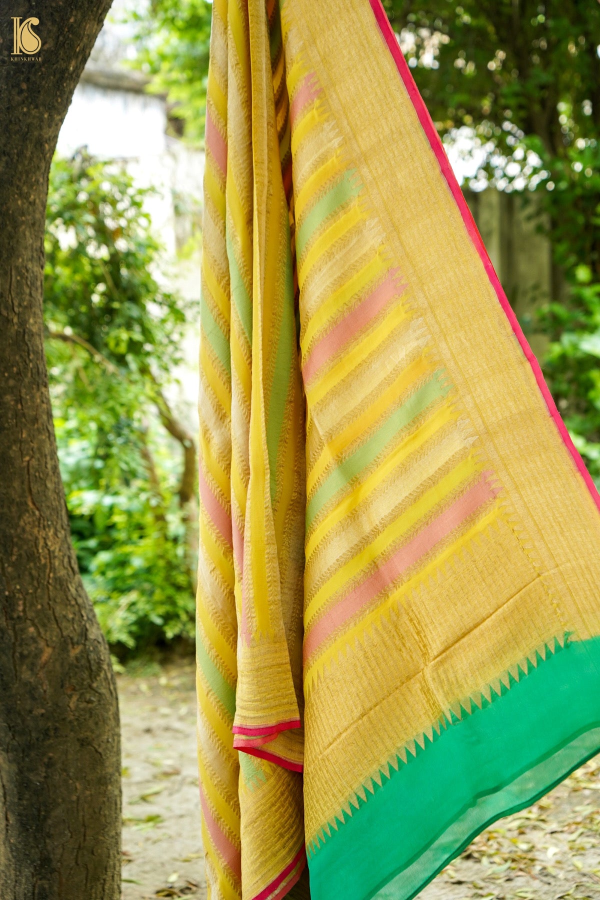 Banarasi Georgette Leheriya Dupatta in Sunshine Yellow