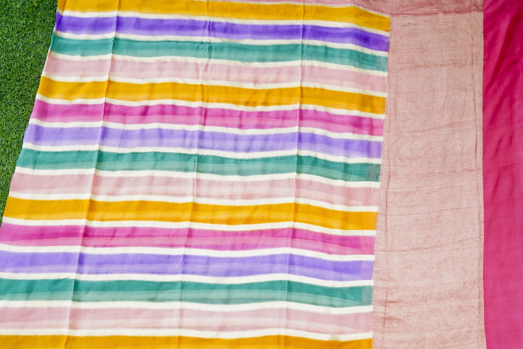 Banarasi Georgette Striped Dupatta in Multicolour