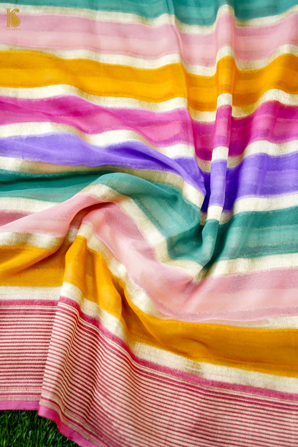 Banarasi Georgette Striped Dupatta in Multicolour