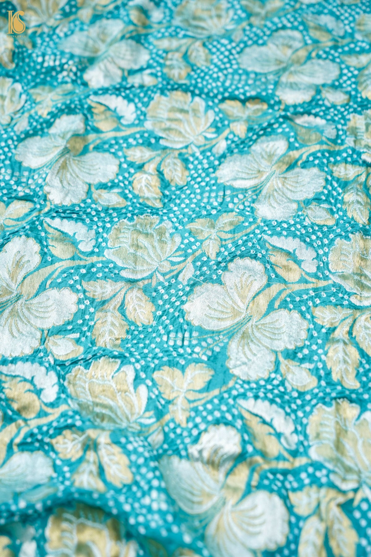 Banarasi Georgette Bandhani Dahlia Dupatta in Turquoise Blue