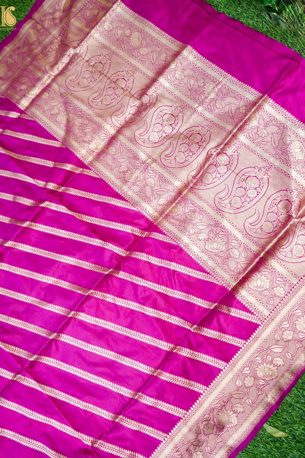 Handwoven Banarasi Katan Silk Dupatta in Magenta