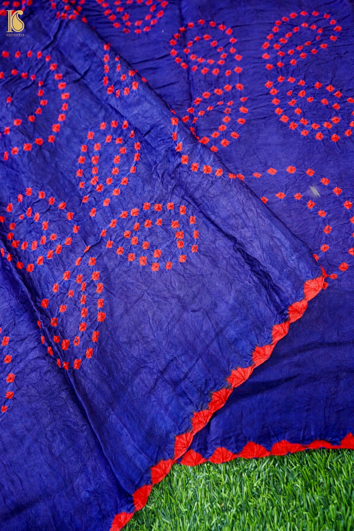 Handwoven Bandhani Gajji Silk Dupatta in Ink Blue