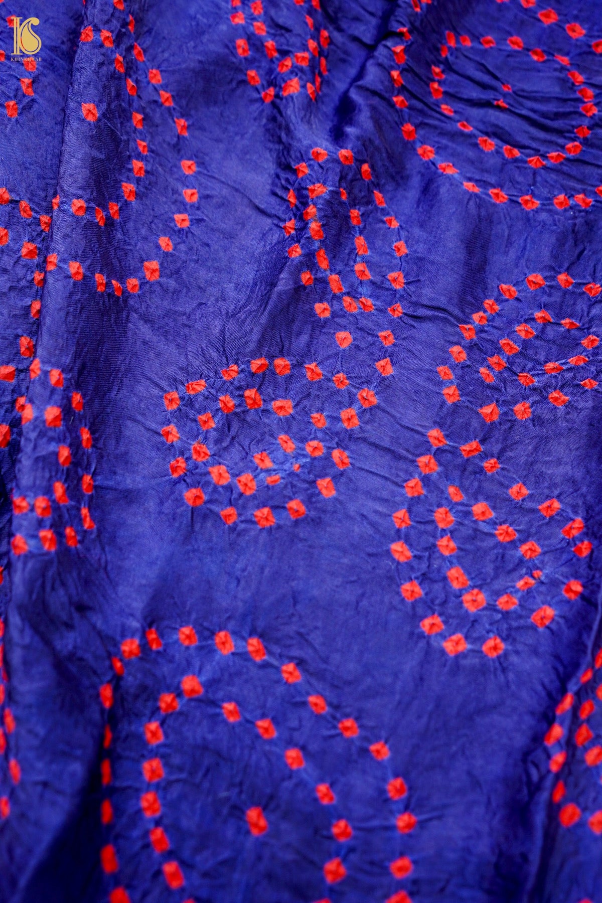 Handwoven Bandhani Gajji Silk Dupatta in Ink Blue