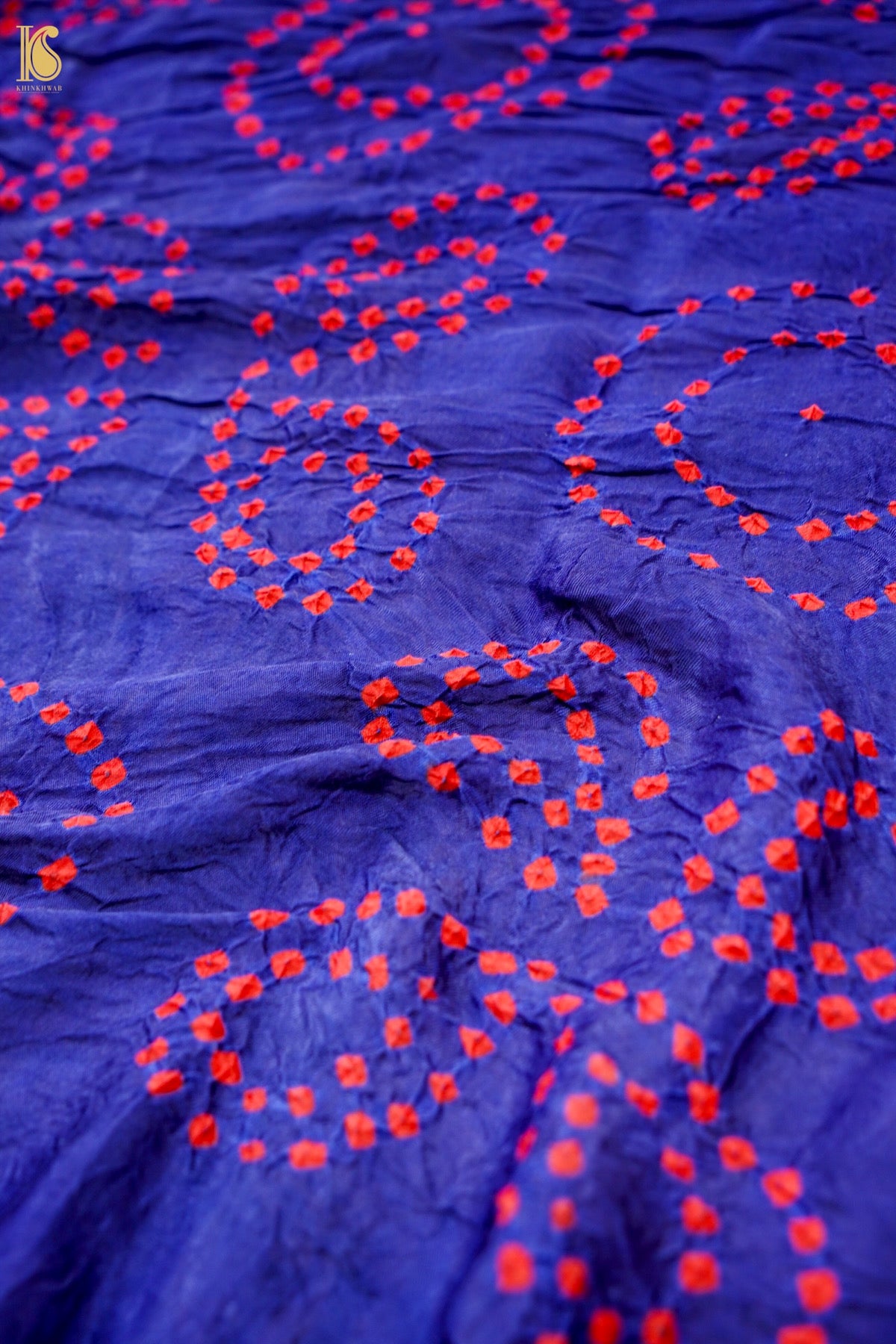 Handwoven Bandhani Gajji Silk Dupatta in Ink Blue