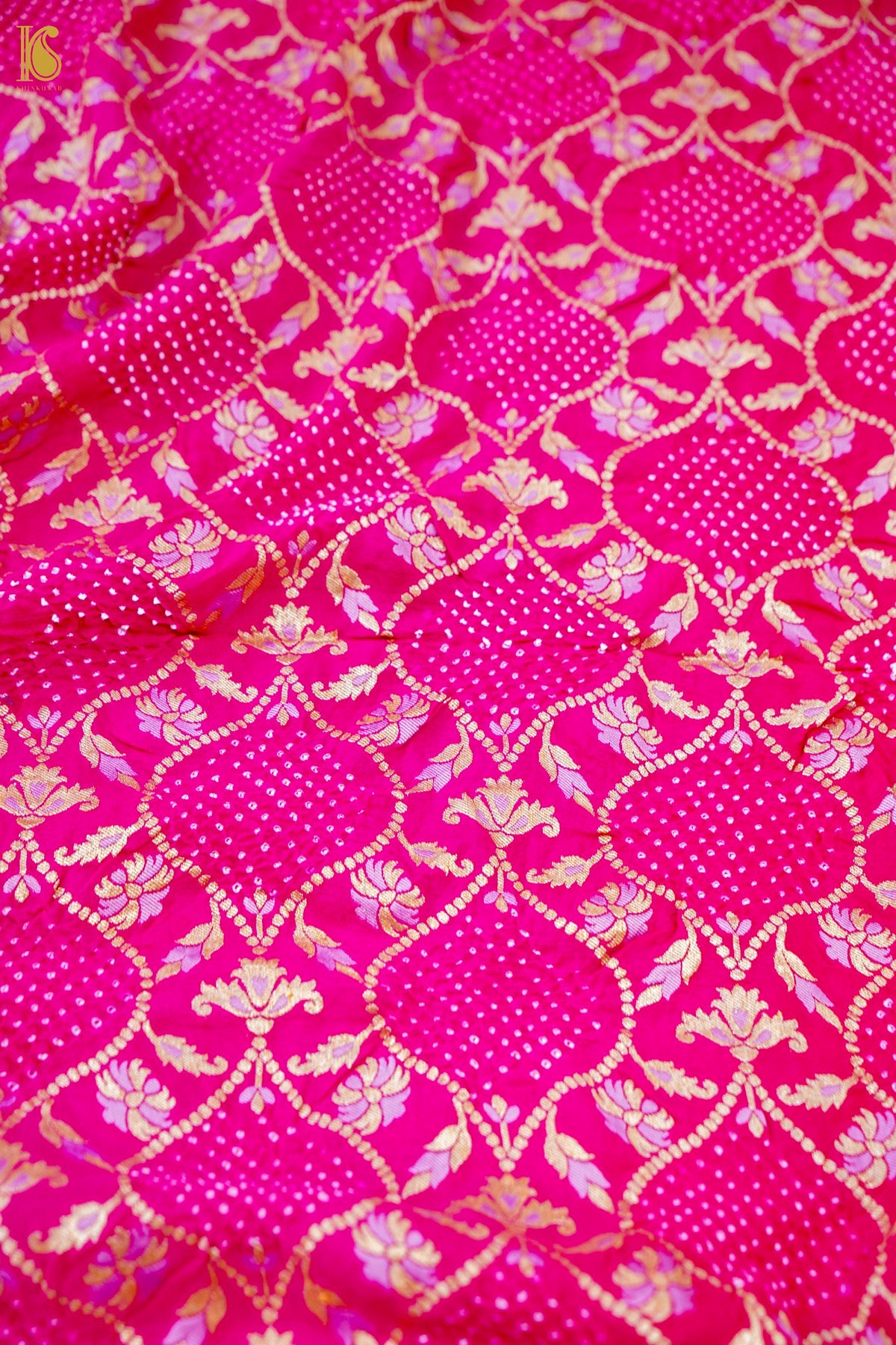 Banarasi Georgette Bandhani Dahlia Dupatta in Hot Pink