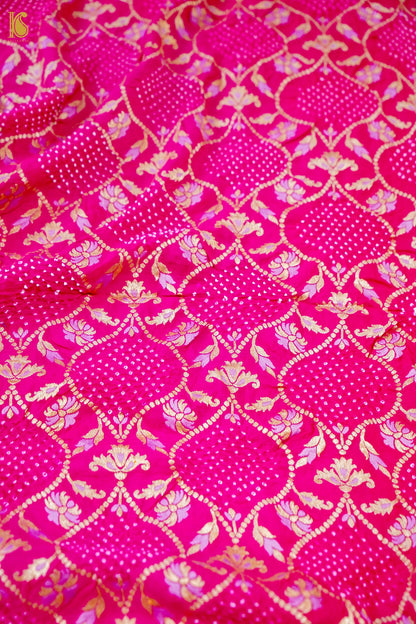 Banarasi Georgette Bandhani Dahlia Dupatta in Hot Pink