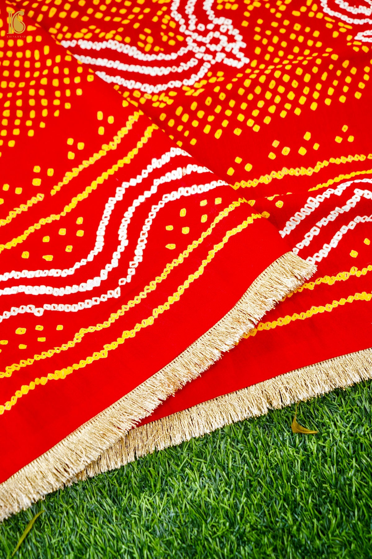 Handwoven Bandhani Gajji Silk Dupatta in Sindoor Red