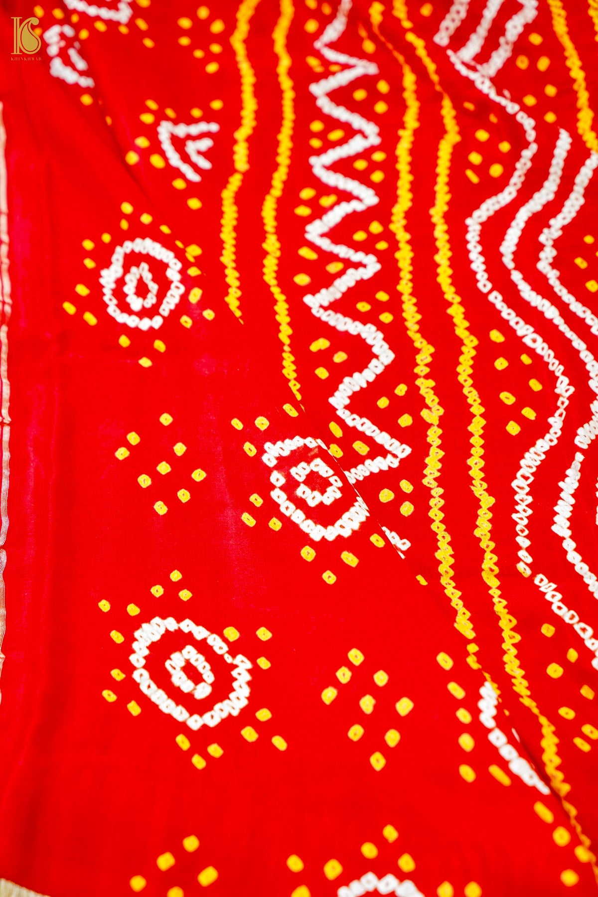 Handwoven Bandhani Gajji Silk Dupatta in Sindoor Red