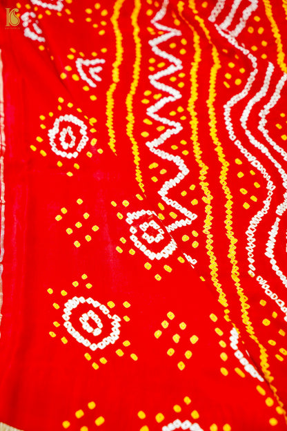 Handwoven Bandhani Gajji Silk Dupatta in Sindoor Red