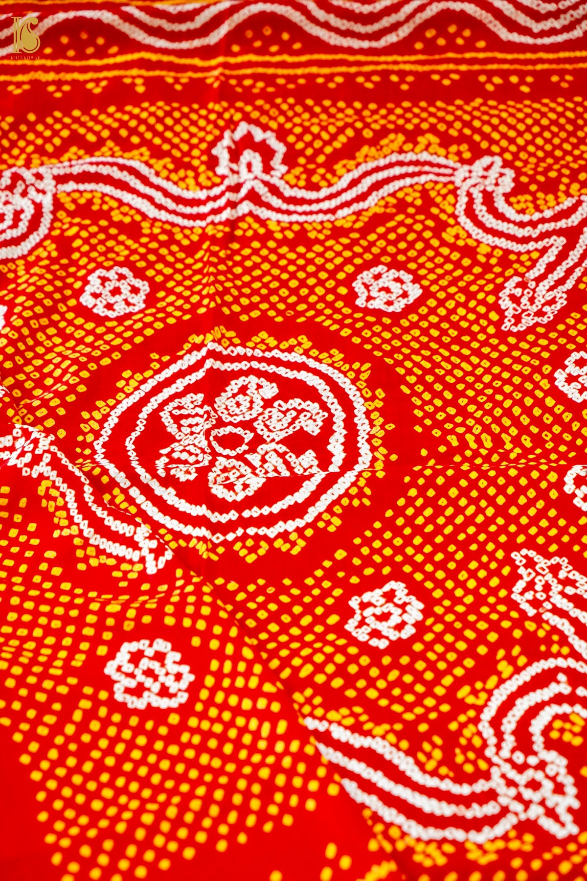Handwoven Bandhani Gajji Silk Dupatta in Sindoor Red