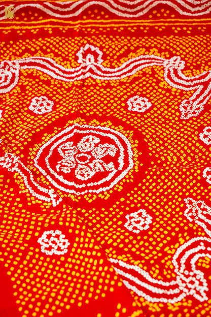 Handwoven Bandhani Gajji Silk Dupatta in Sindoor Red