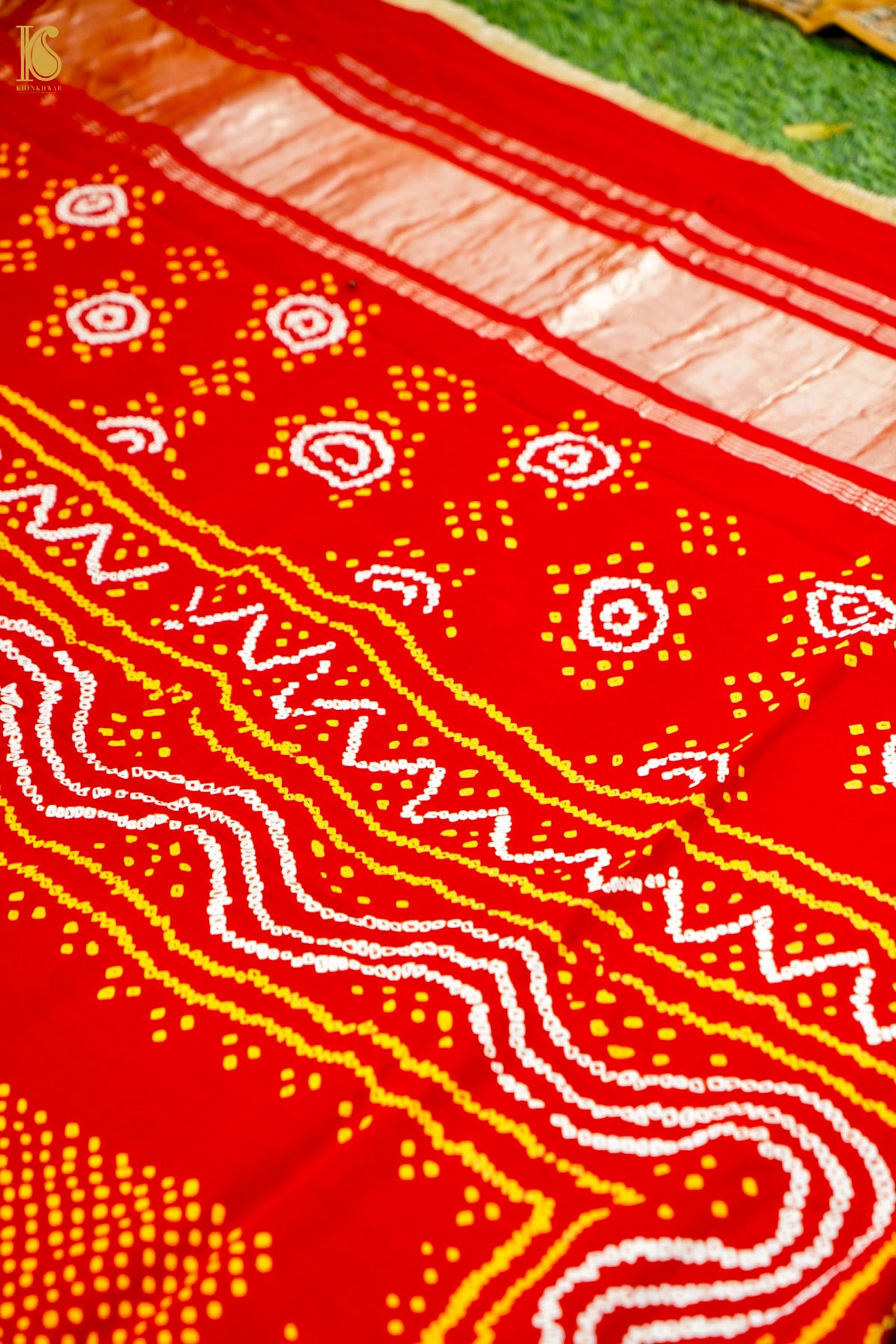 Handwoven Bandhani Gajji Silk Dupatta in Sindoor Red