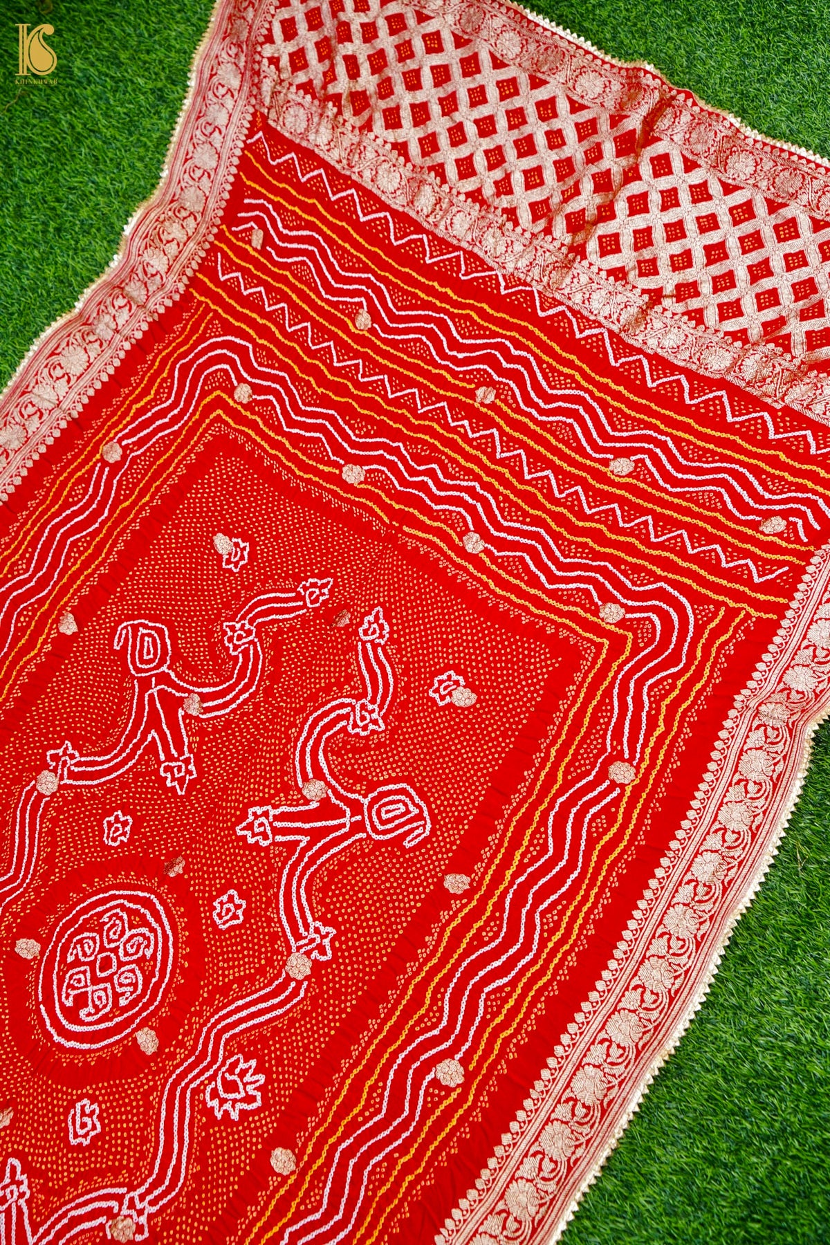 Banarasi Georgette Bandhani Dupatta in Kumkum Red