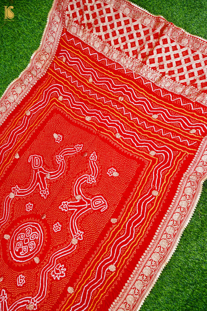 Banarasi Georgette Bandhani Dupatta in Kumkum Red