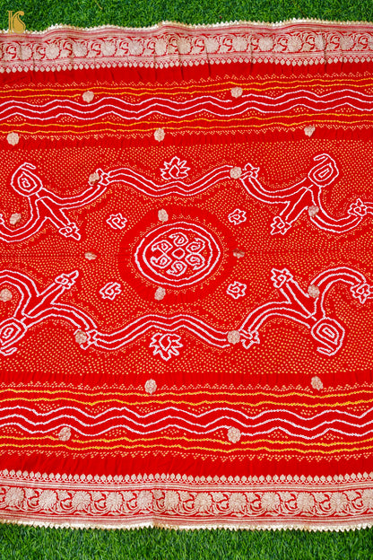 Banarasi Georgette Bandhani Dupatta in Kumkum Red