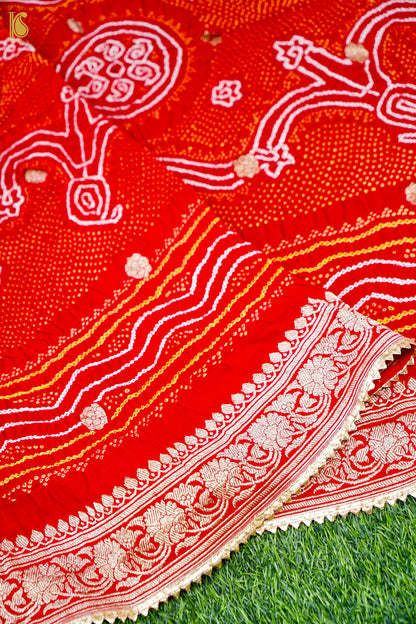 Banarasi Georgette Bandhani Dupatta in Kumkum Red