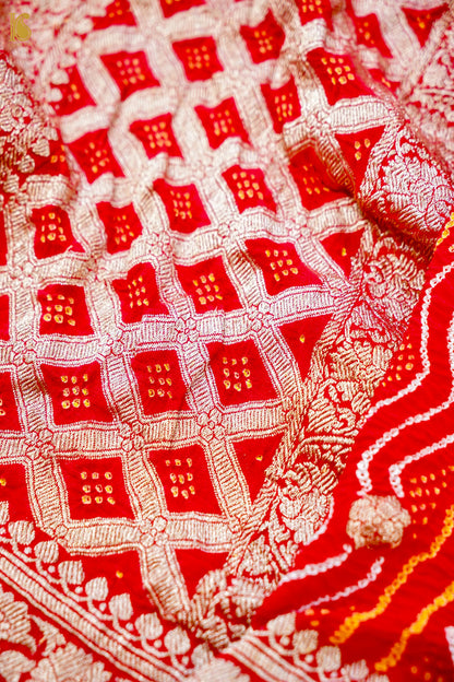 Banarasi Georgette Bandhani Dupatta in Kumkum Red