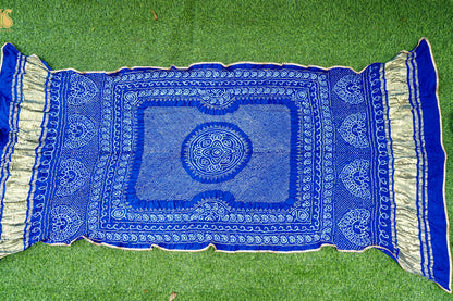 Handwoven Bandhani Gajji Silk Dupatta in Royal Blue