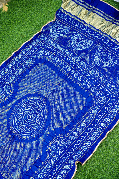 Handwoven Bandhani Gajji Silk Dupatta in Royal Blue