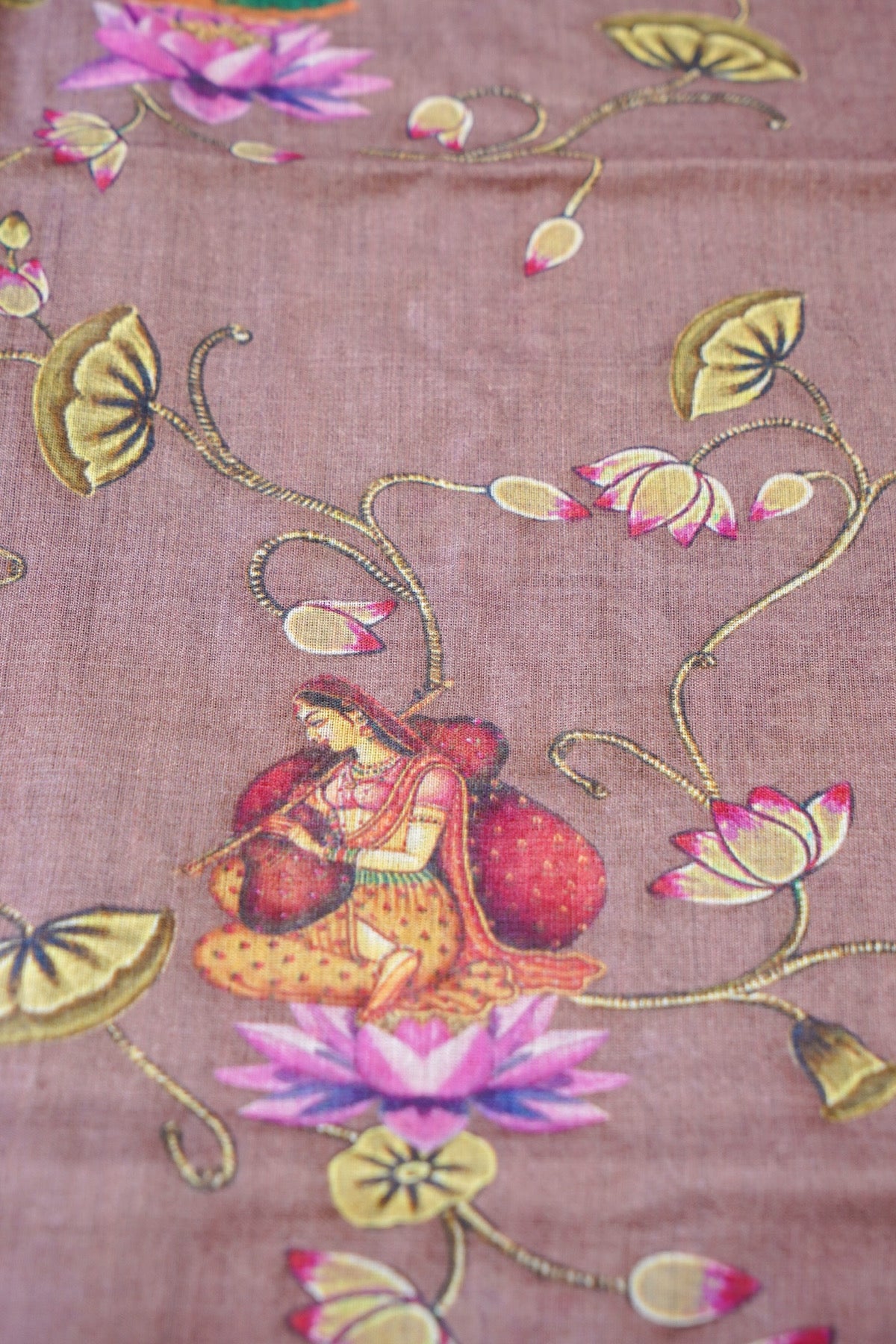 Digital Printed Tussar Kurta Fabric with Dupatta in Mauve