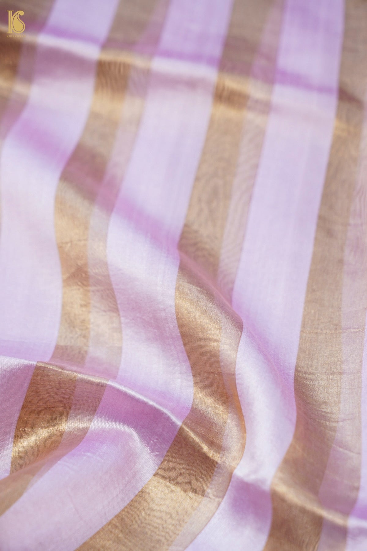 Handwoven Tussar Kurta Fabric with Striped Dupatta in Pink