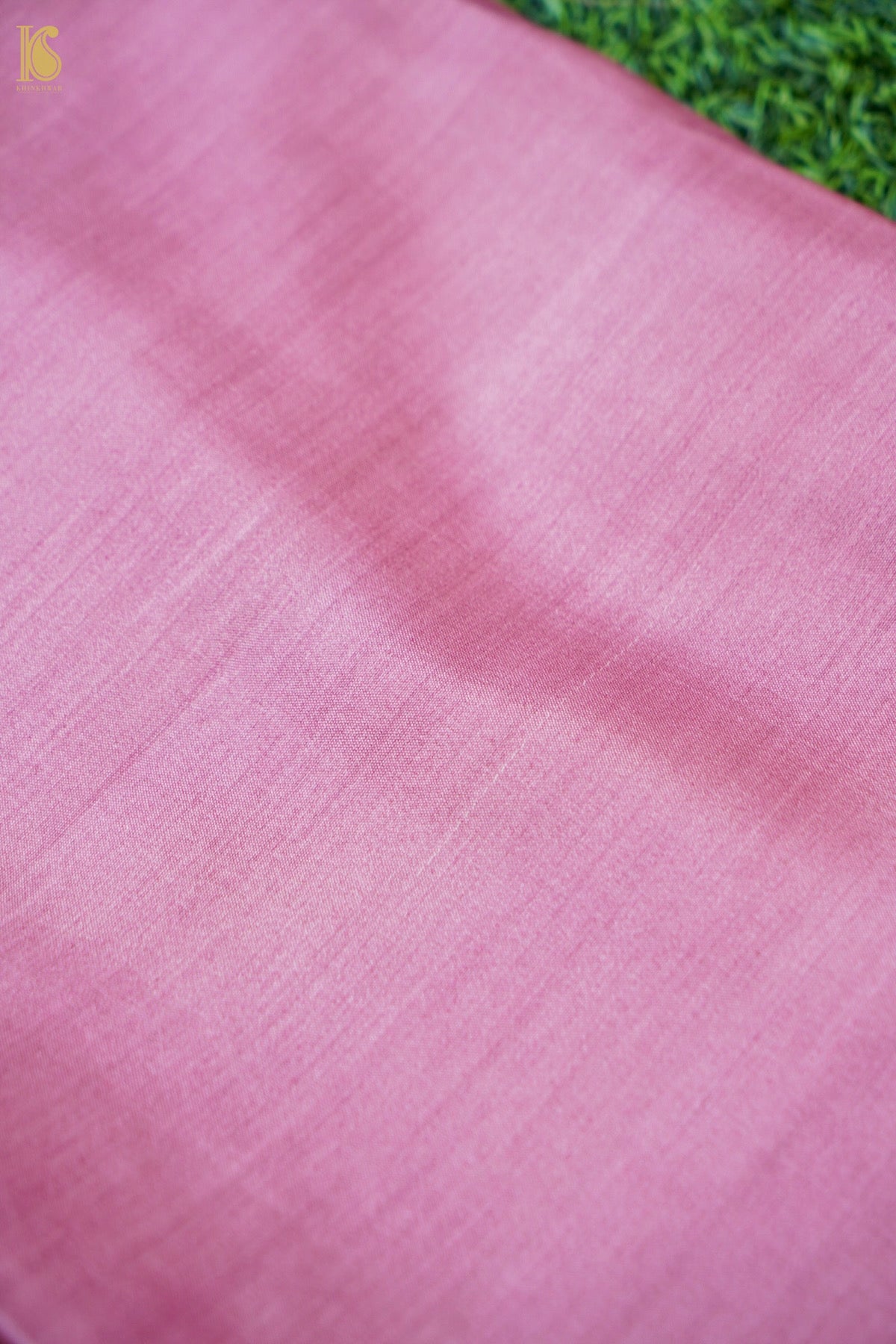 Handwoven Tussar Kurta Fabric with Striped Dupatta in Pink
