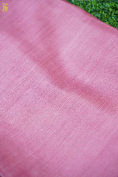 Handwoven Tussar Kurta Fabric with Striped Dupatta in Pink