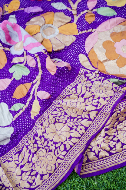 Handwoven Bandhani Georgette Dupatta in Purple