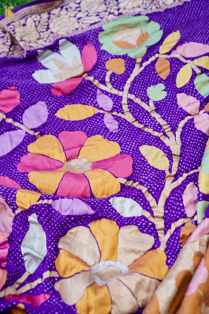 Handwoven Bandhani Georgette Dupatta in Purple