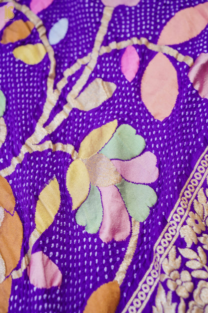 Handwoven Bandhani Georgette Dupatta in Purple