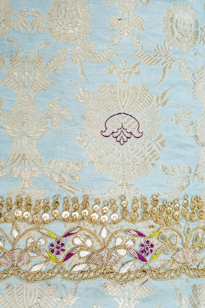 Handloom Banarasi Mehraab Kurta Fabric with Hand Embriodery