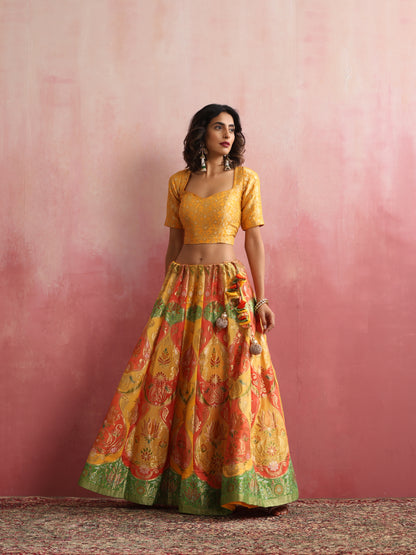 Banarasi Georgette Kalidar Stitched Lehenga Set